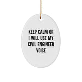 Funny Civil Engineer Gifts for Men Christmas Unique Oval Ornaments from Friends - Image 1